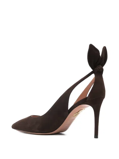 Aquazzura Bow Tie Pointed-toe Pumps In Brown