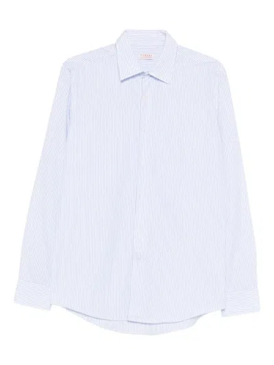 Fursac Striped-pattern Cotton Shirt In Blue