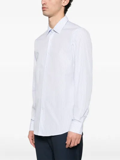 Fursac Striped-pattern Cotton Shirt In Blue