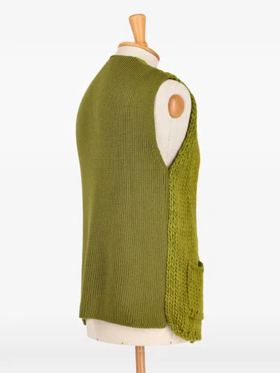 Pre-owned Kenzo Ribbed Knitted Vest In Green