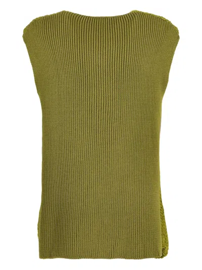 Pre-owned Kenzo Ribbed Knitted Vest In Green