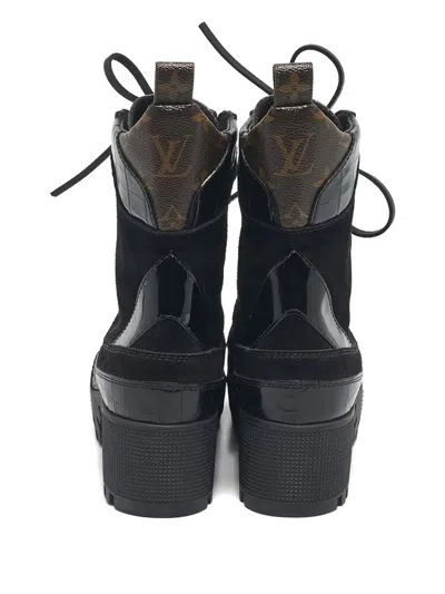 Pre-owned Louis Vuitton Leather Monogram Ankle Boots In Black