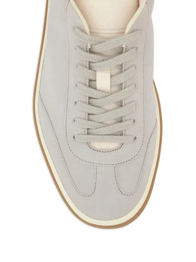 Loro Piana Lace-up Suede Sneakers In White