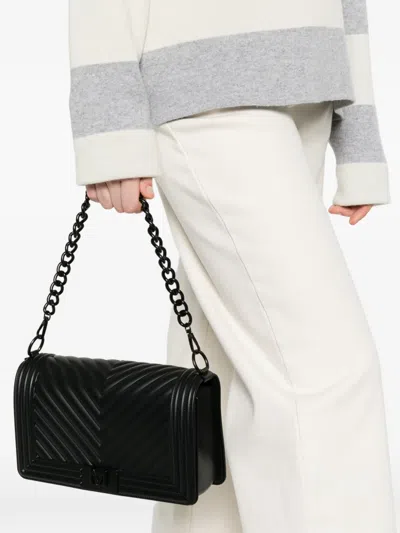 Marc Ellis Medium Chevron Chain-strap Shoulder Bag In Black