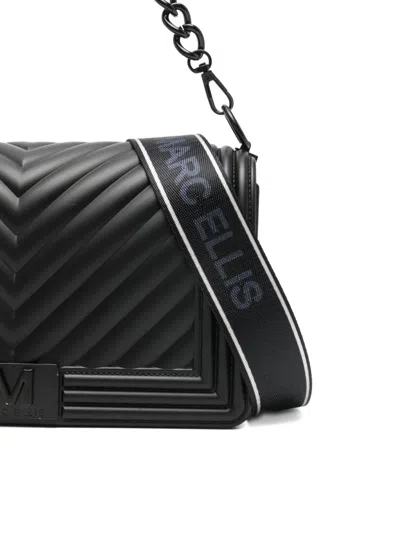 Marc Ellis Medium Chevron Chain-strap Shoulder Bag In Black