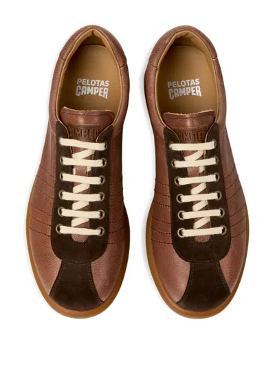 Camper Pelotas Suede Panelled Leather Sneakers In Brown