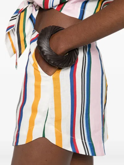 Cala De La Cruz Bahamas Striped High-waist Shorts In Multi