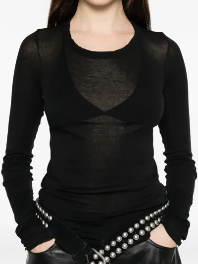 Rick Owens Rib Knit Long-sleeved T-shirt In Black