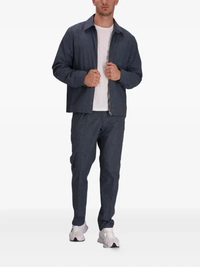 Paul Smith Pleated Cotton Straight-leg Trousers In Blue