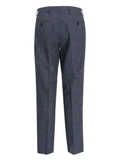Paul Smith Pleated Cotton Straight-leg Trousers In Blue