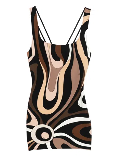 Pucci Square-neck Print Mini Dress In Multi