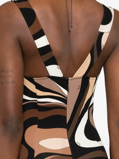 Pucci Square-neck Print Mini Dress In Multi