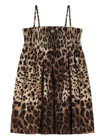 Dolce & Gabbana Leopard-print Poplin Dress In Animal Print