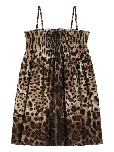 Dolce & Gabbana Leopard-print Poplin Dress In Animal Print