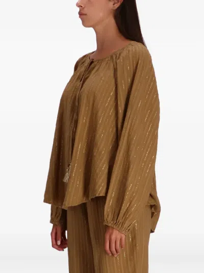 Devotion Magic Metallic-striped Blouse In Brown