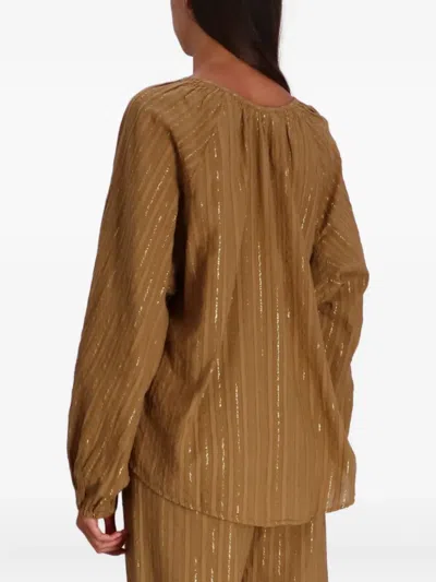 Devotion Magic Metallic-striped Blouse In Brown