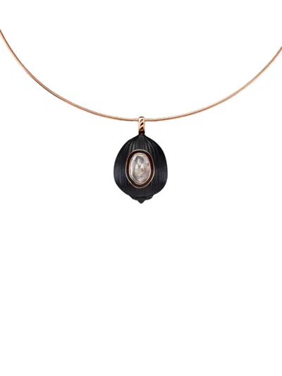Dezso Coquito Polki Diamond And Onyx Necklace In Black