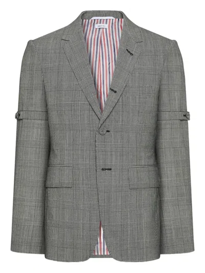 Thom Browne Prince Of Wales-patterned Blazer In Gray