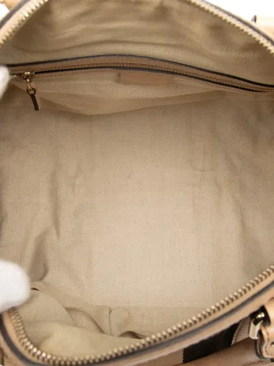 Pre-owned Gucci 2000-2015 Medium Gg Canvas Web Joy Boston Bag Satchel In Brown