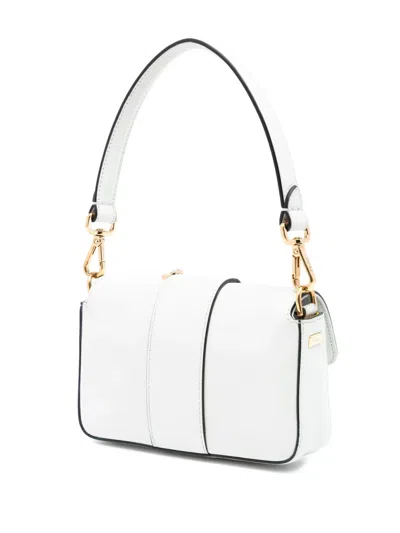 Pre-owned Fendi 2010-2025 Versace Vitello Seta Fendace Mini Brooch Baguette Satchel In White