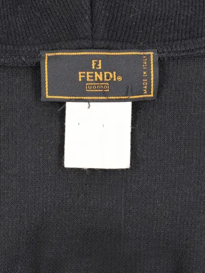 Pre-owned Fendi Zip Pocket Hoodie In Black