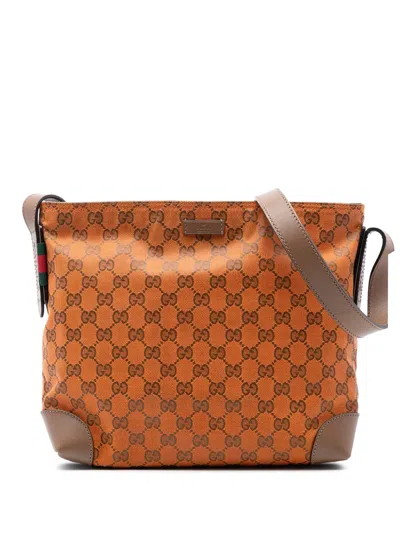 Pre-owned Gucci 2000-2015 Gg Canvas Web Crossbody Bag In Orange