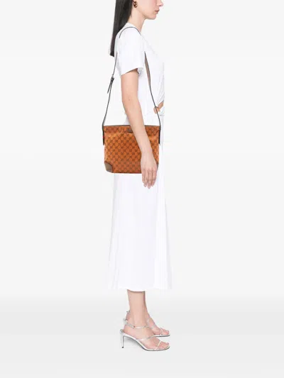 Pre-owned Gucci 2000-2015 Gg Canvas Web Crossbody Bag In Orange