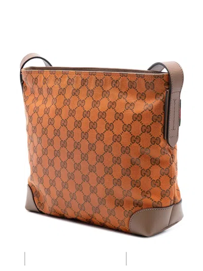 Pre-owned Gucci 2000-2015 Gg Canvas Web Crossbody Bag In Orange