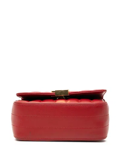 Pre-owned Saint Laurent 2018 Small Lambskin Monogram Vicky Chain Bag Crossbody Bag In Red