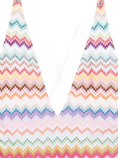 Missoni Zigzag-pattern Cross-back Swimsuit In Multi