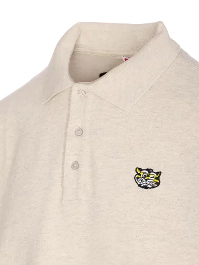 Kenzo Tiger Patch Polo Shirt In Neutral