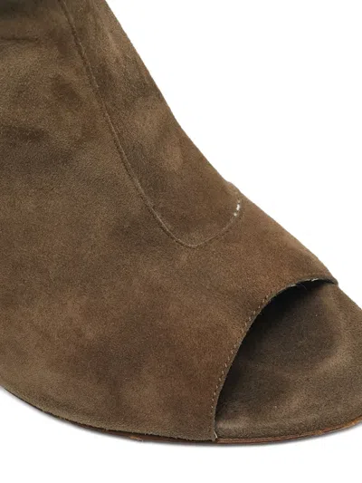 Pre-owned Burberry Open-toe Buckle Boots In Brown