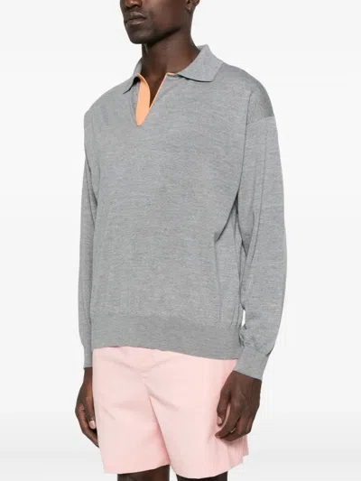 Loewe Polo-neck Long-sleeve Top In Gray