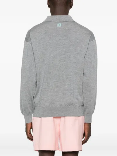 Loewe Polo-neck Long-sleeve Top In Gray