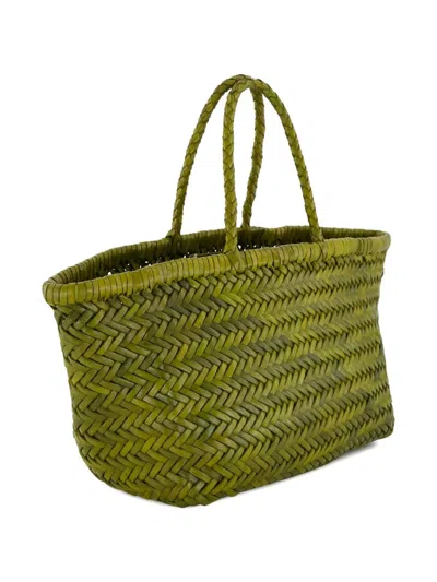 Dragon Diffusion Herringbone-weave Leather Tote Bag In Green