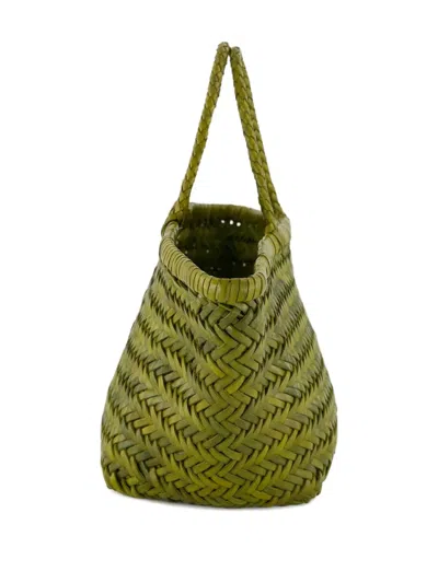 Dragon Diffusion Herringbone-weave Leather Tote Bag In Green