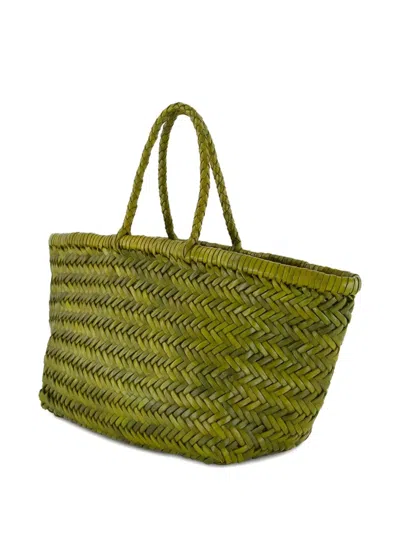 Dragon Diffusion Herringbone-weave Leather Tote Bag In Green