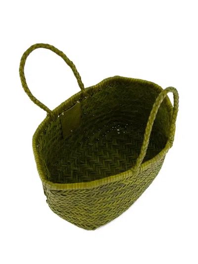 Dragon Diffusion Herringbone-weave Leather Tote Bag In Green