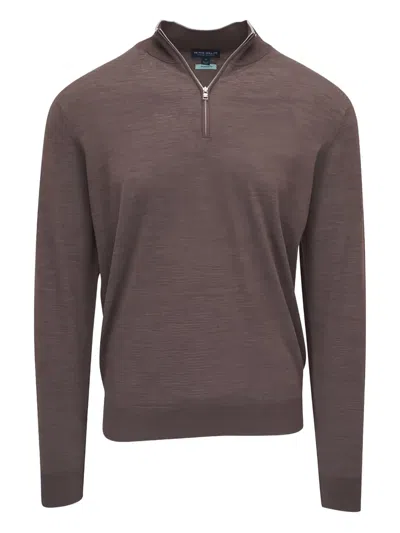 Peter Millar Zip-up Sweater In Brown