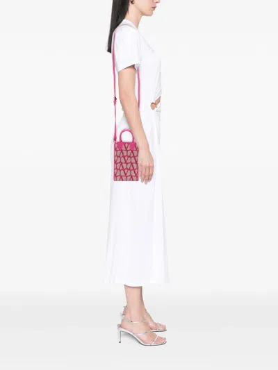 Pre-owned Valentino Garavani 2018-2025 Leather Trimmed Toile Iconographe Satchel In Brown