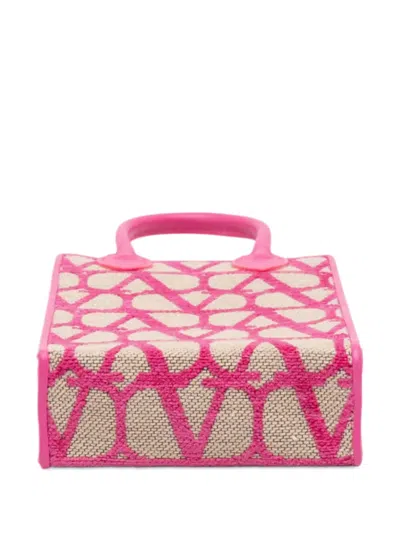 Pre-owned Valentino Garavani 2018-2025 Leather Trimmed Toile Iconographe Satchel In Brown