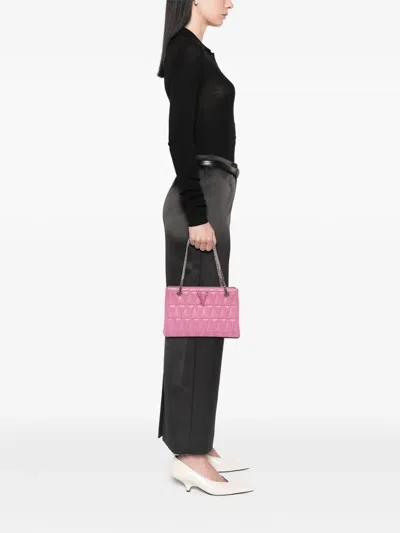 Pre-owned Versace 2000-2025 Quilted Leather Virtus Tote Bag In Pink