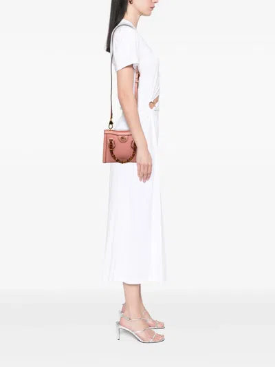 Pre-owned Gucci 2016-2025 Mini Calfskin Bamboo Diana Satchel In Pink