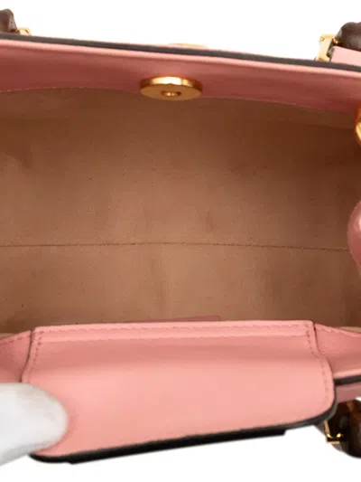 Pre-owned Gucci 2016-2025 Mini Calfskin Bamboo Diana Satchel In Pink