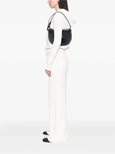 Pre-owned Fendi 2010-2025 Small Leather Croissant Hobo Bag In Black