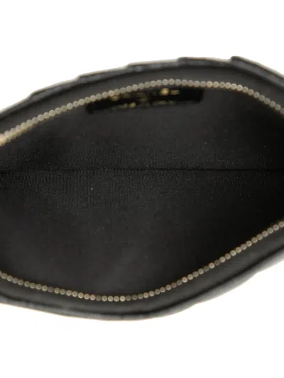 Pre-owned Chanel 2019 Cc Embossed Caviar Camellia Flat Wallet Pouch Phone Case In Black