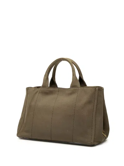 Pre-owned Prada 2010-2025 Canvas Canapa Logo Satchel In Brown