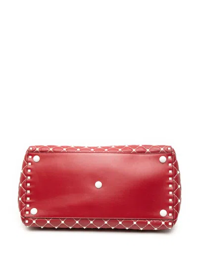 Pre-owned Valentino Garavani 2000-2017 Lambskin Free Rockstud Spike Shoulder Bag In Red