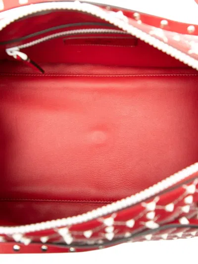 Pre-owned Valentino Garavani 2000-2017 Lambskin Free Rockstud Spike Shoulder Bag In Red