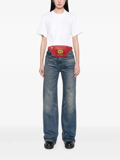 Pre-owned Gucci 2000-2015 Small Leather Logo Belt Bag In Red